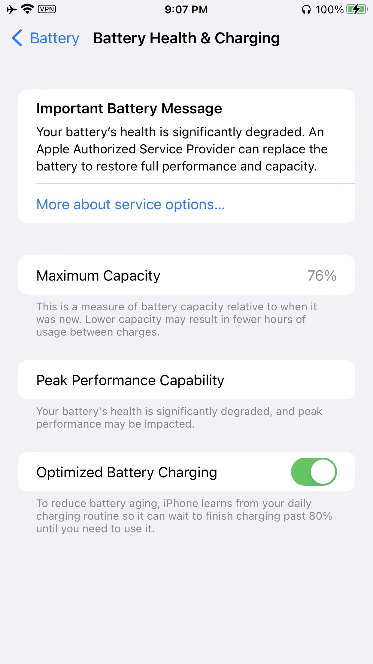 iPhone 8 Battery Health After OCR Server Usage