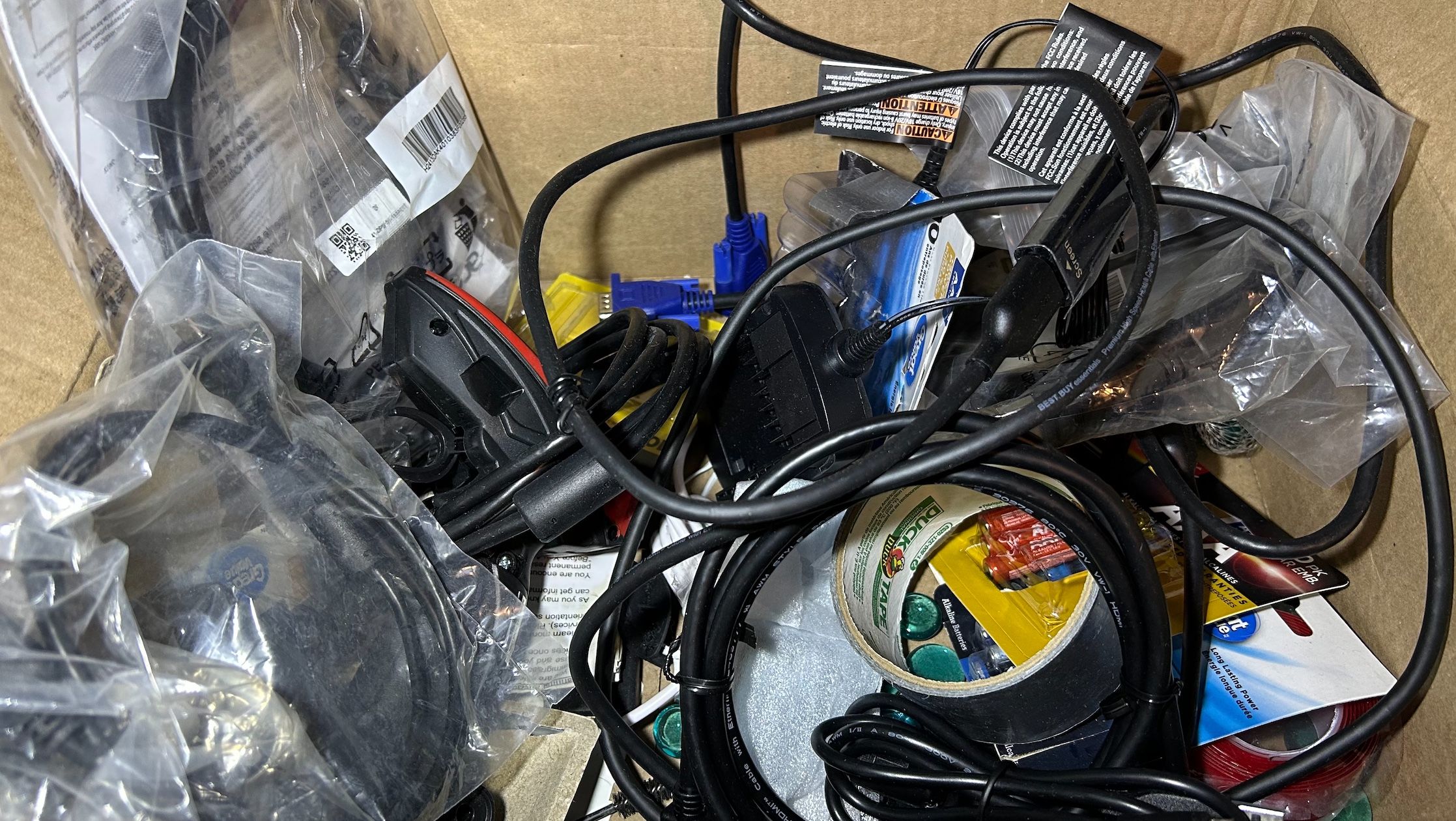 The infamous tech waste box - where cables go to tangle