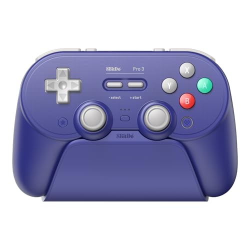 8BitDo Pro 3 controller with TMR joysticks and charging dock