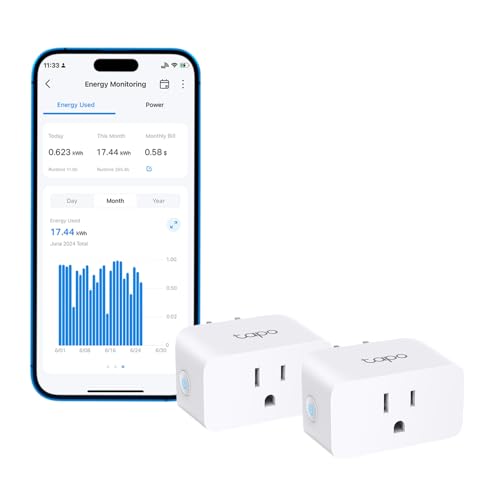 TP-Link Tapo P115 smart plug with energy monitoring, two pack